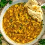 Bowl of Fast and Easy Persian Saffron Bean and Rice Skillet