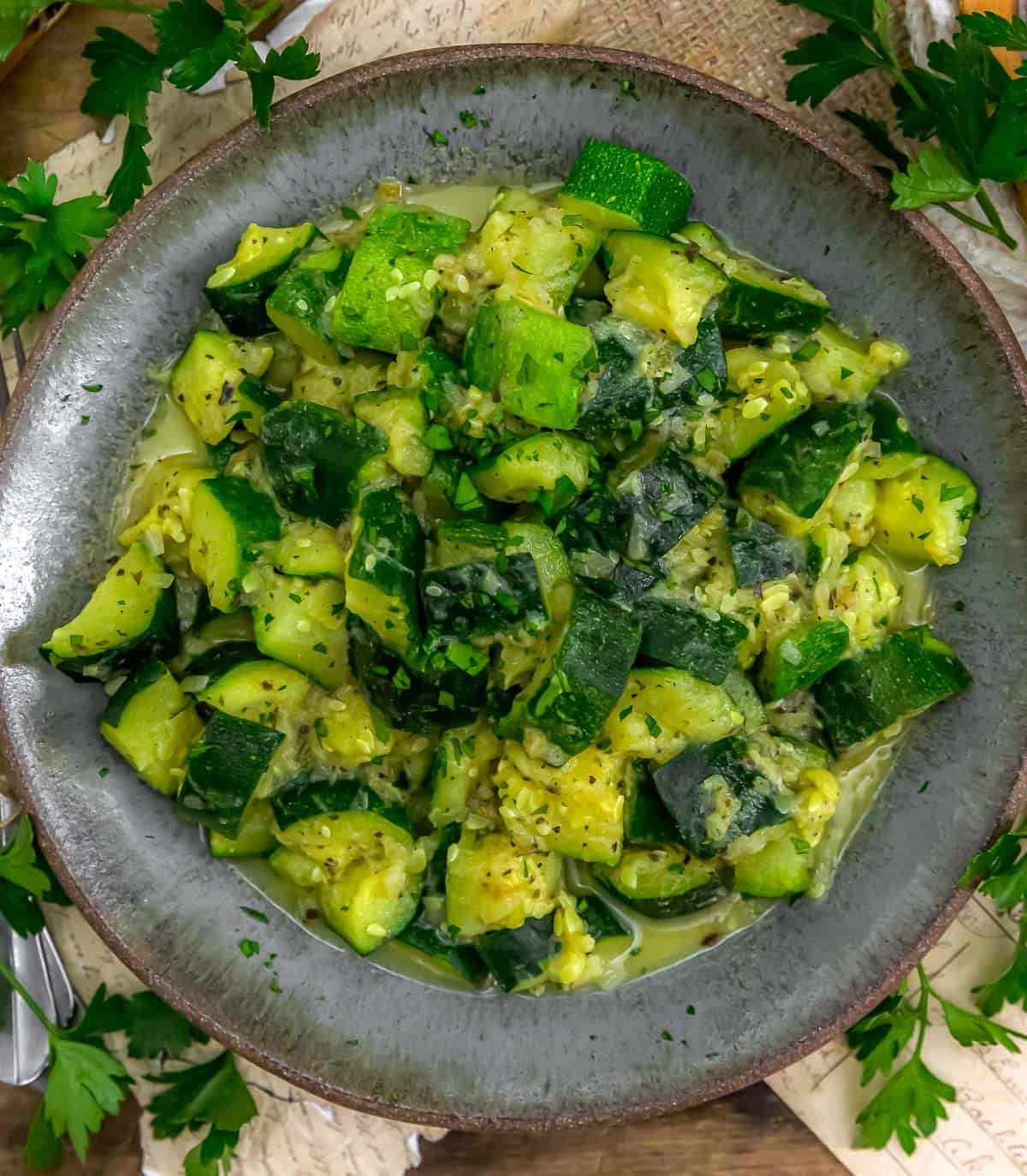 Bowl of Fast and Easy Seasoned Zucchini
