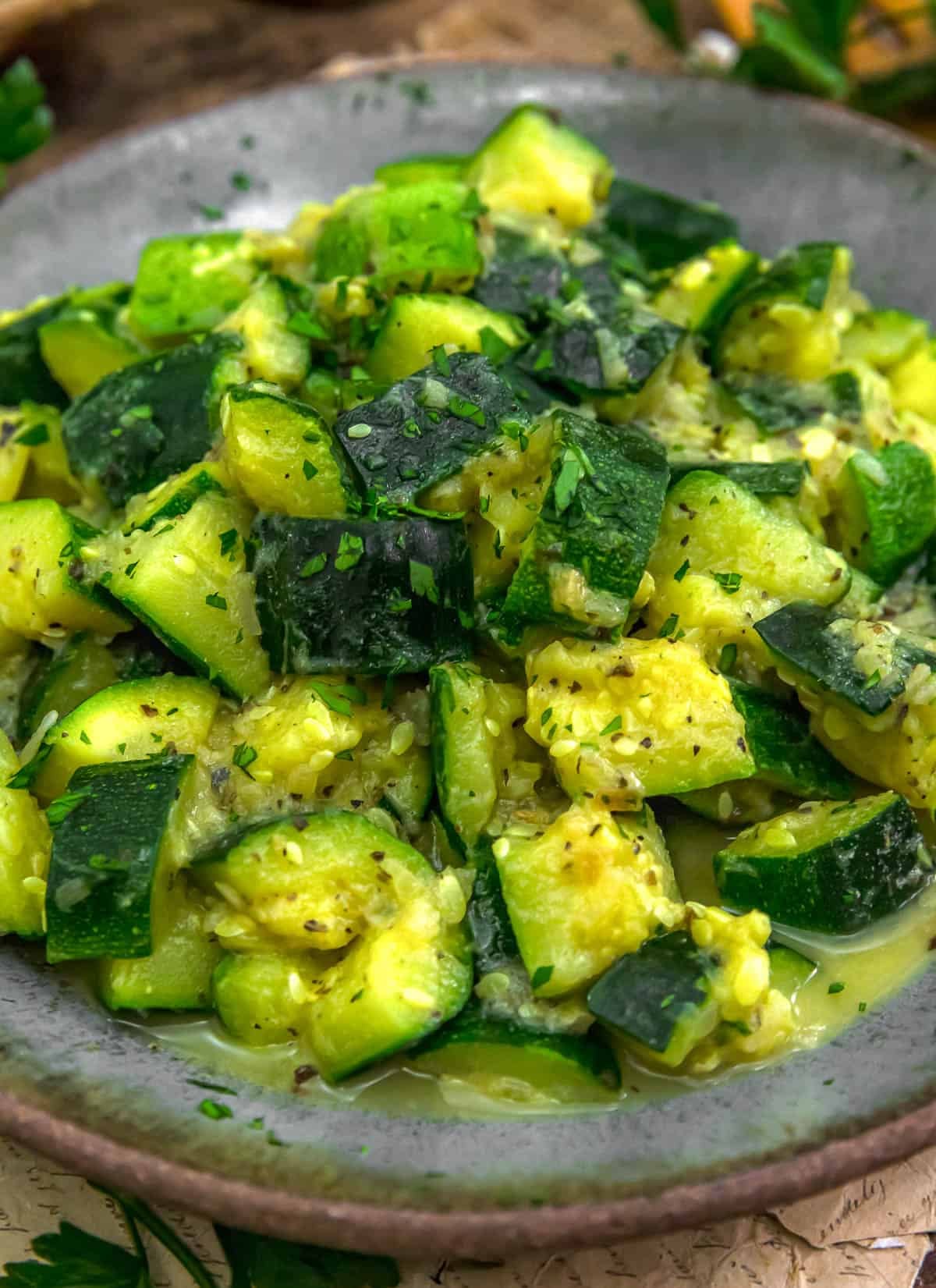 Close up of Fast and Easy Seasoned Zucchini