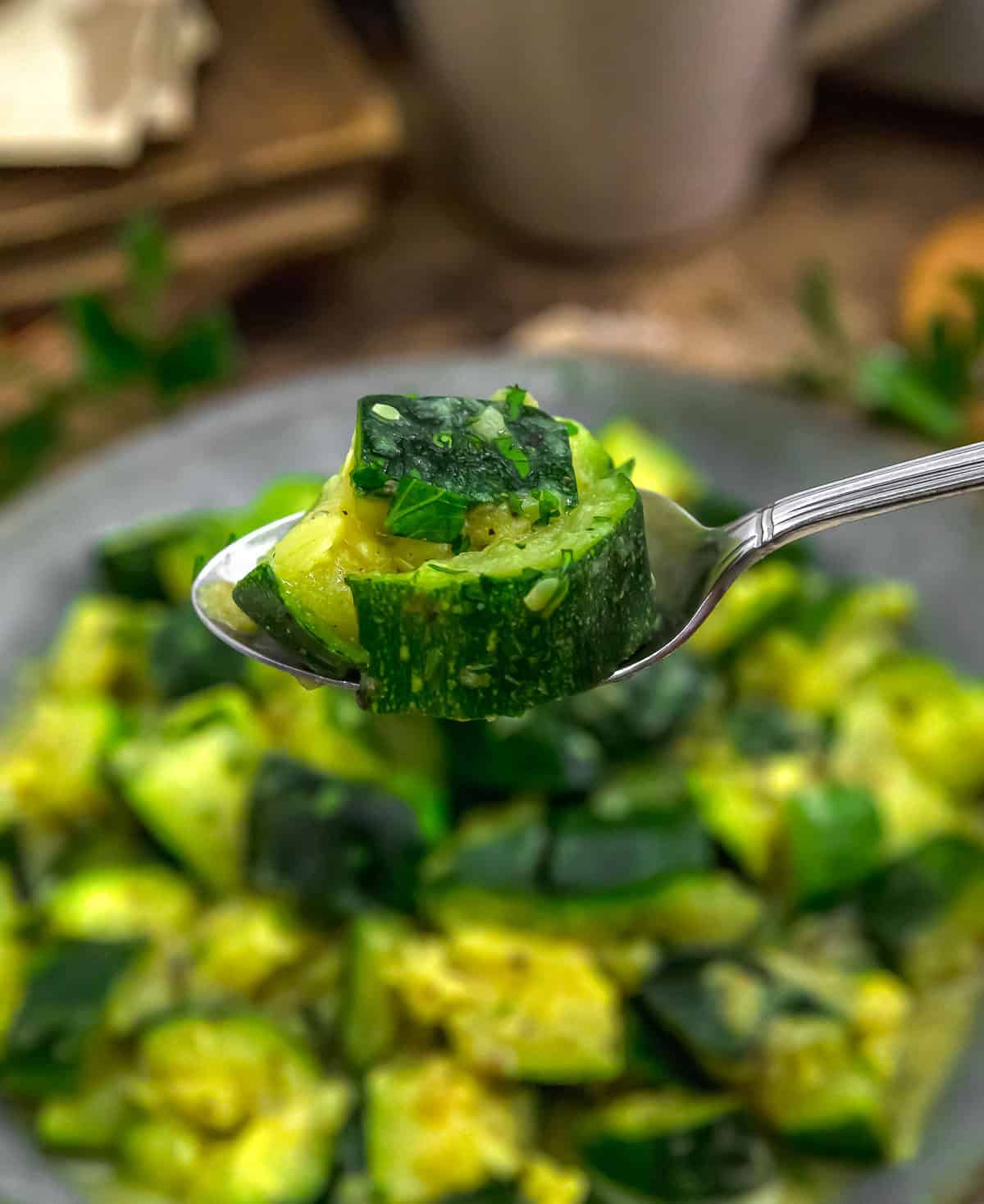 Spoonful of Fast and Easy Seasoned Zucchini