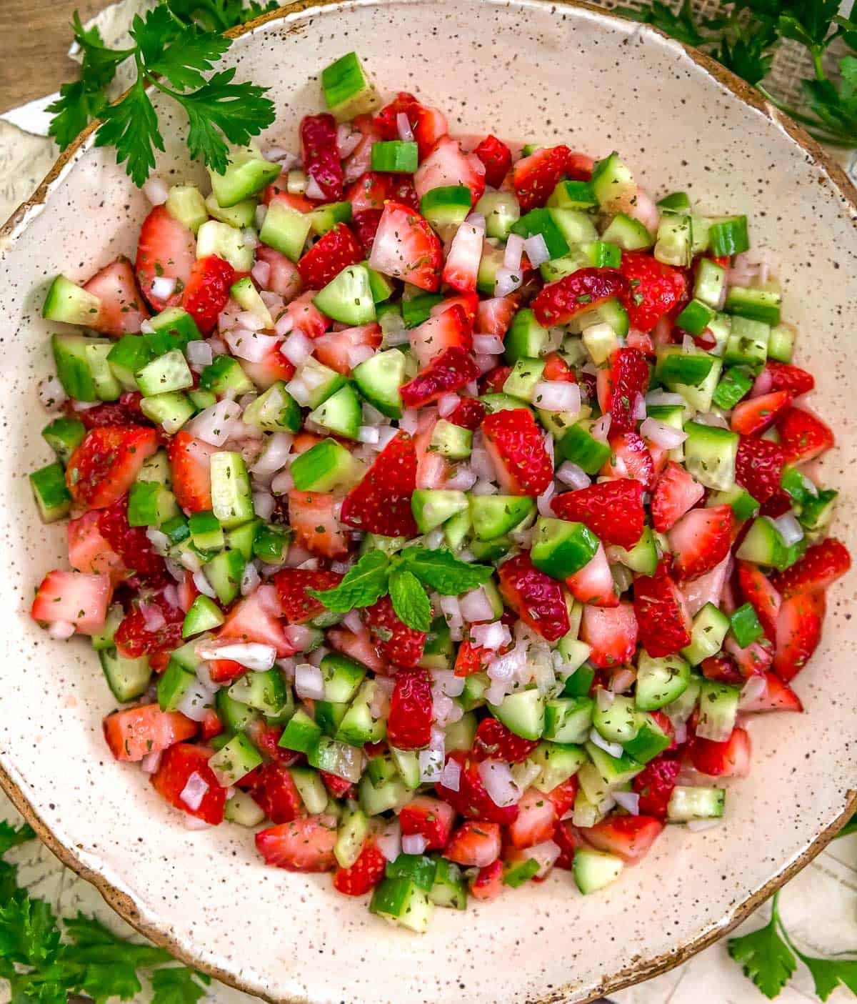 Bowl of Strawberry Cucumber Salad