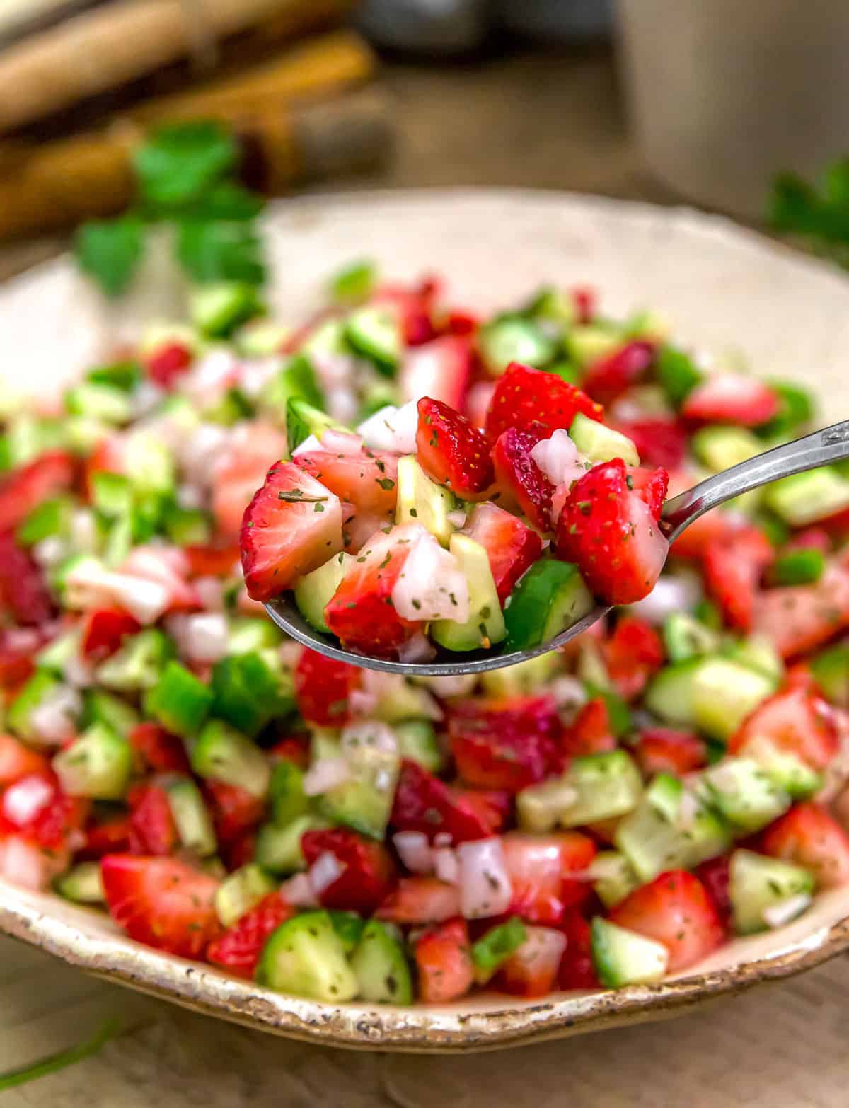 Spoonful of Strawberry Cucumber Salad