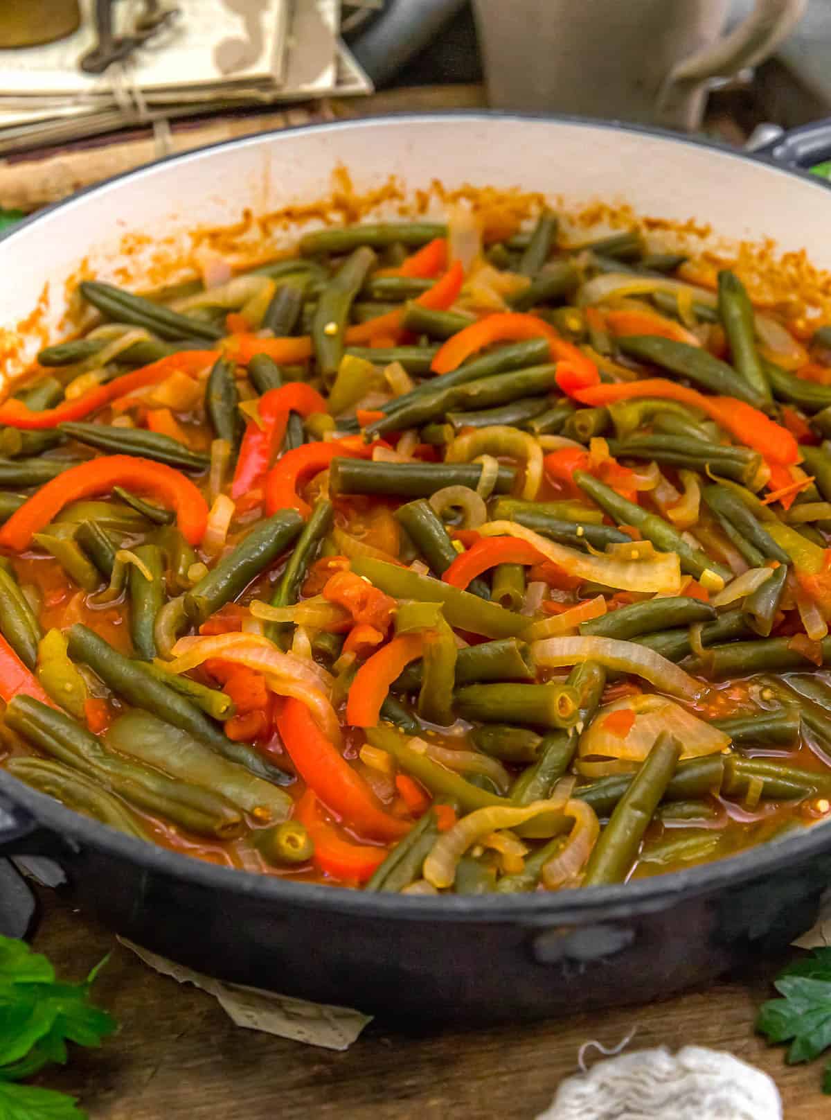 Close up of Basque-Style Green Bean Stew