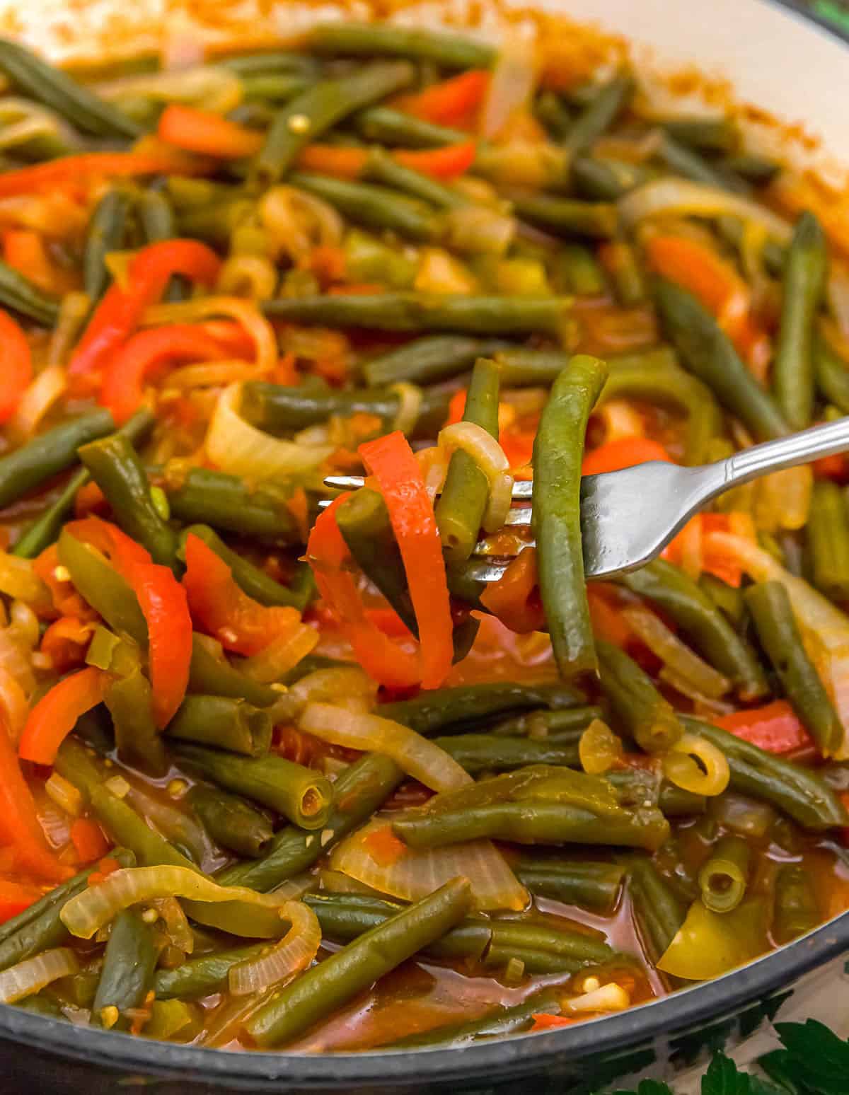 Forkful of Basque-Style Green Bean Stew
