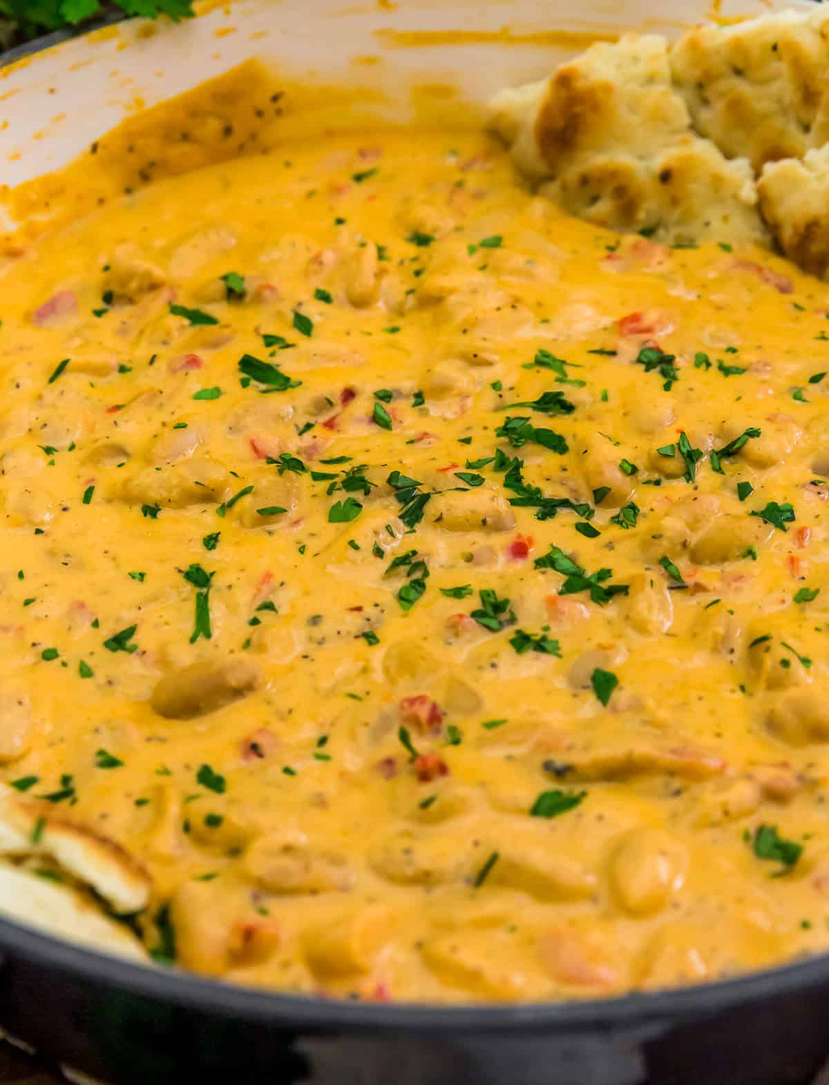 Close up of Creamy Italian Bean Skillet