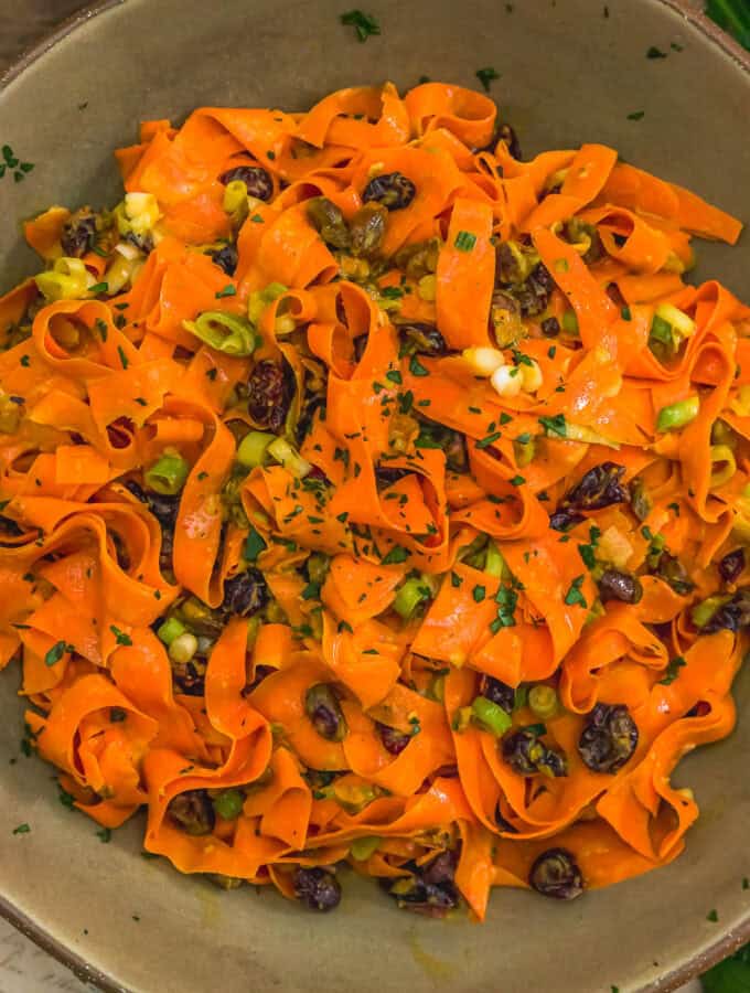 Bowl of Curried Carrot Ribbon Salad