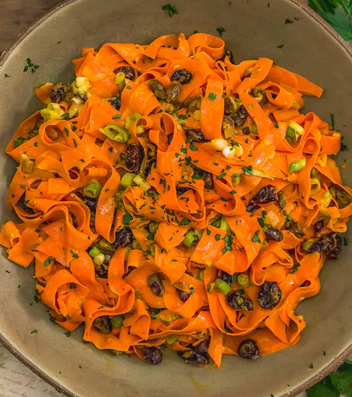 Bowl of Curried Carrot Ribbon Salad