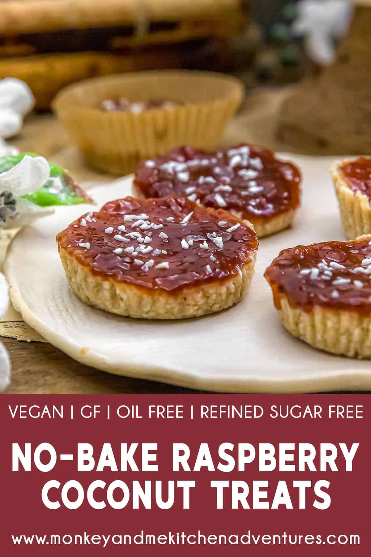 No-Bake Raspberry Coconut Treats with text description
