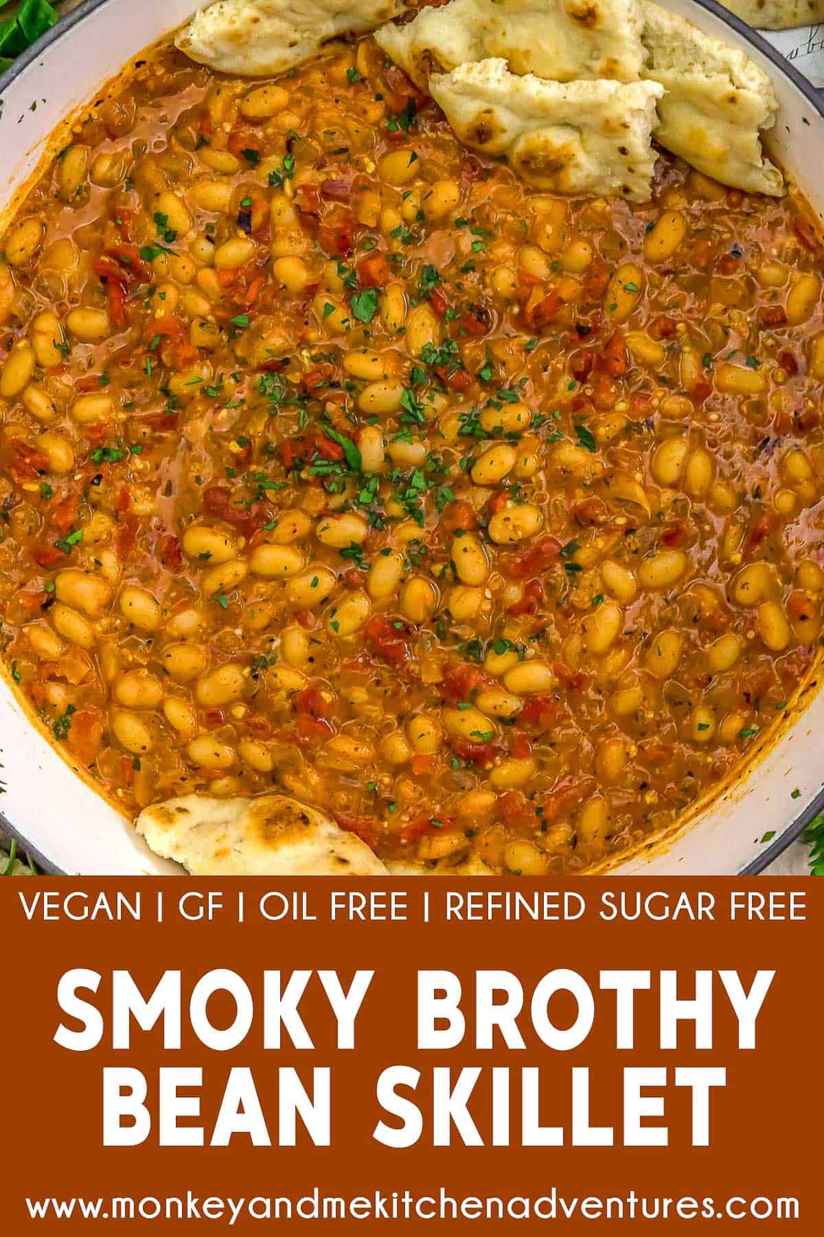Smoky Brothy Bean Skillet with text description