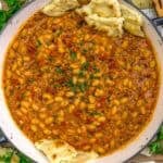 Top view of Smoky Brothy Bean Skillet