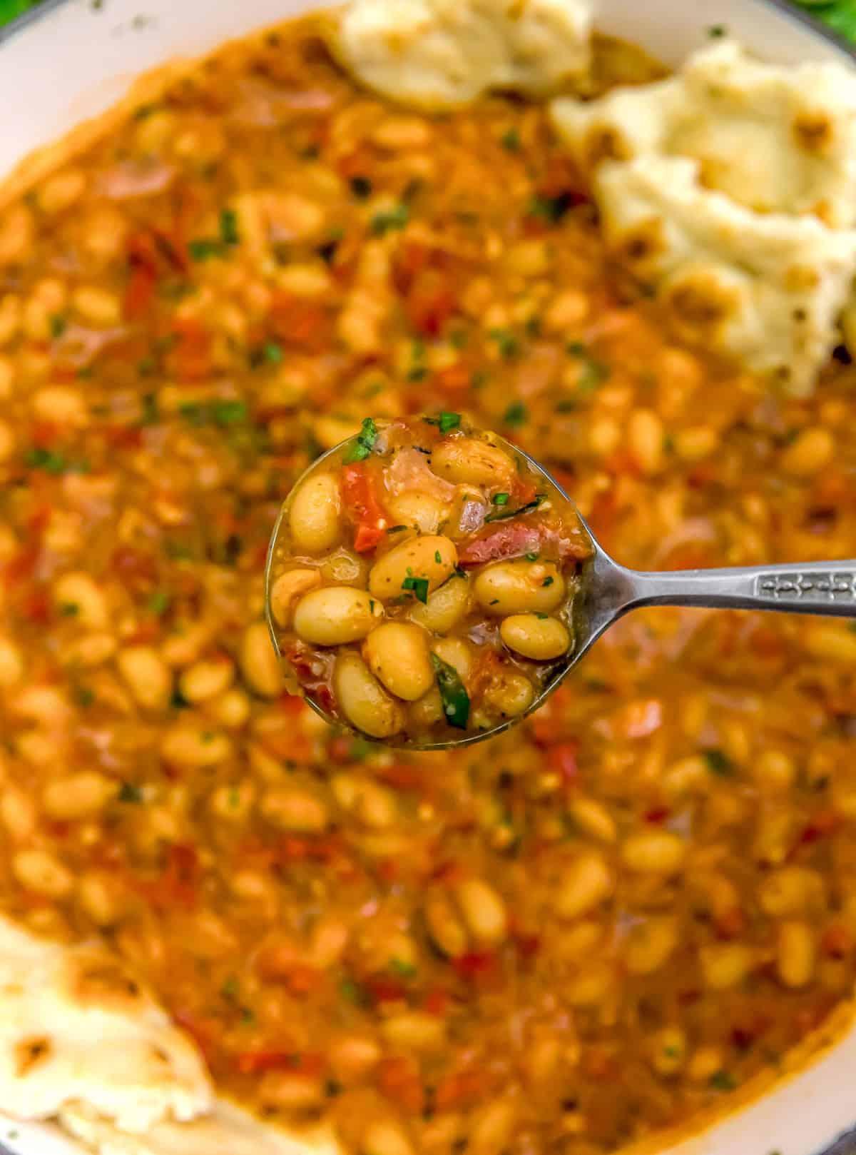 Spoonful of Smoky Brothy Bean Skillet