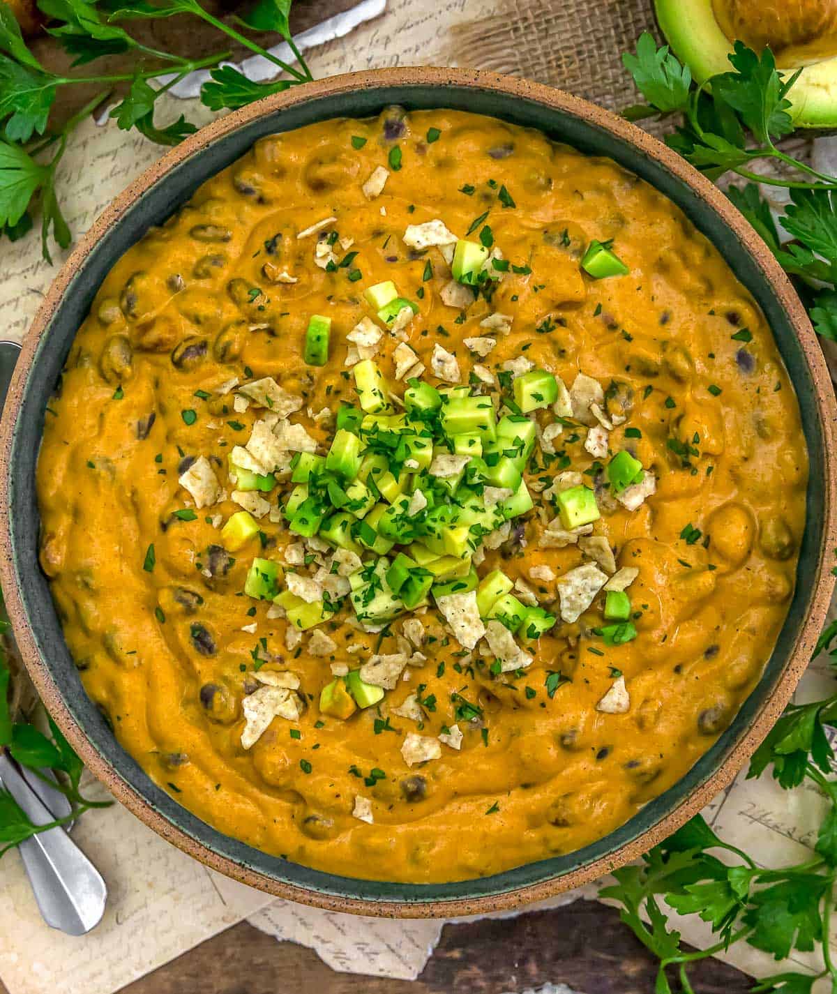 Bowl of Vegan Marry Me Creamy Enchilada Bean Skillet