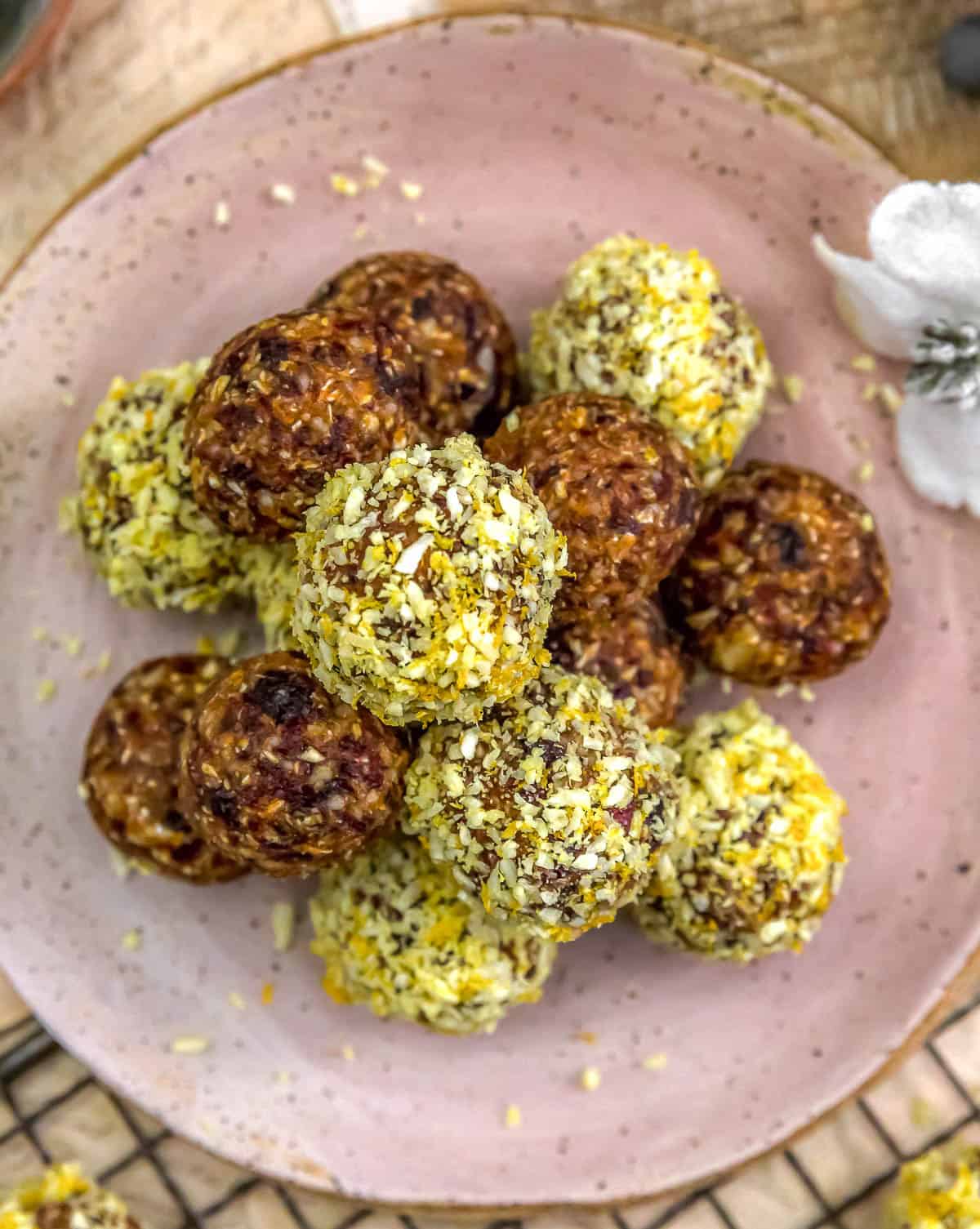 Plate of Cranberry Orange Bliss Balls