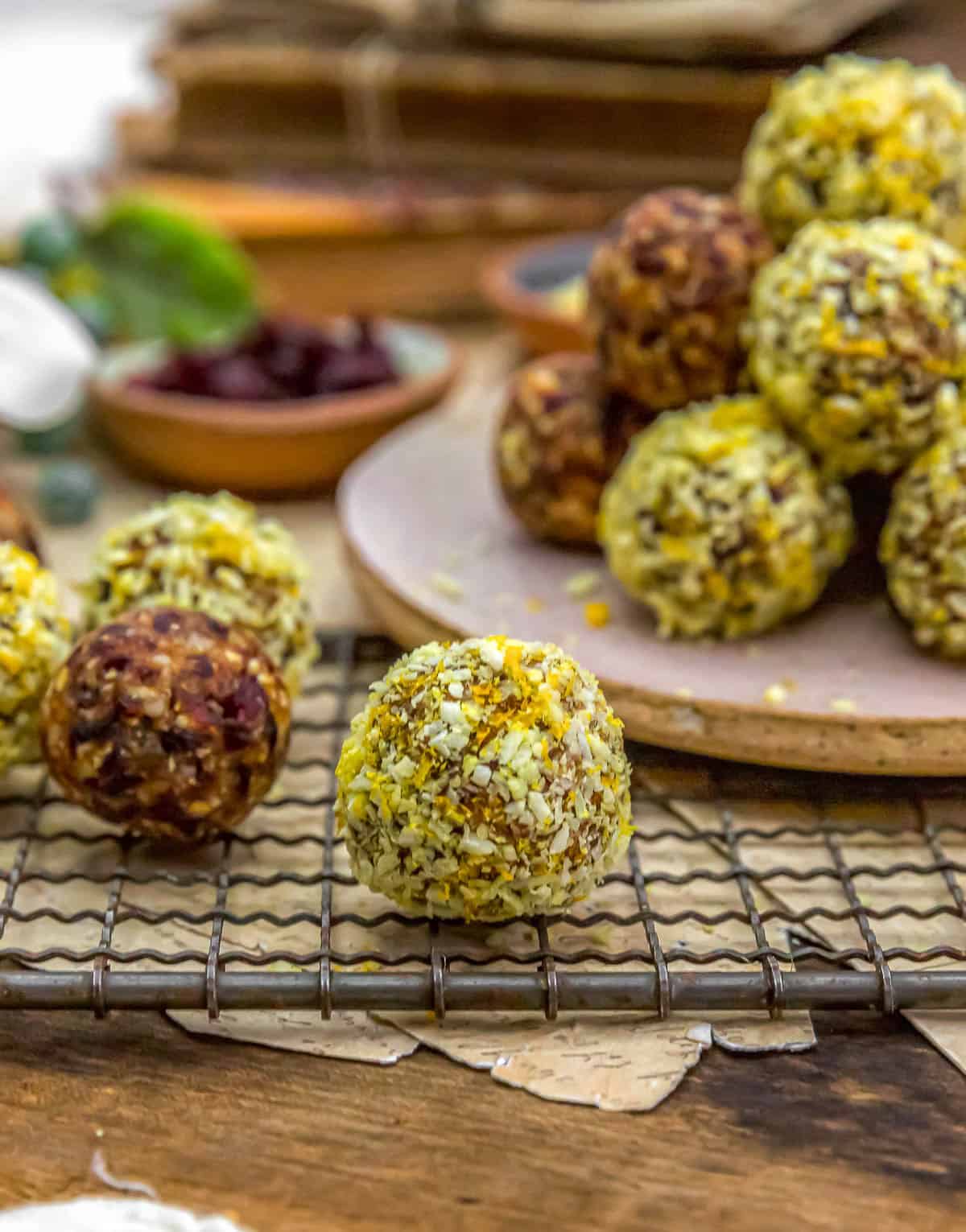 Close up of Cranberry Orange Bliss Balls