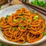 Close up of Fast and Easy Gochujang Sesame Noodles