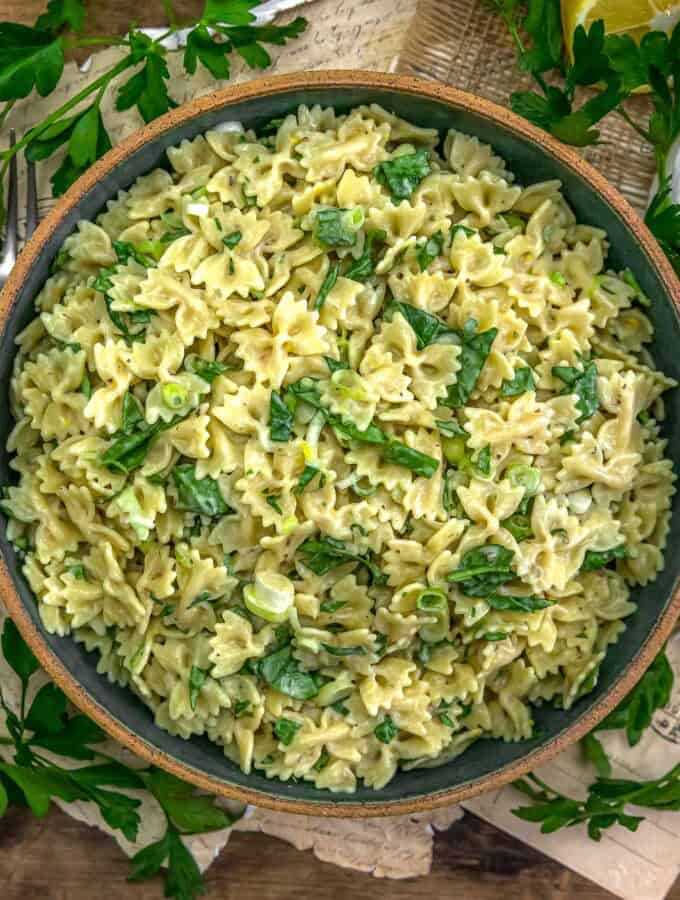 Bowl of Italian Lemon Pasta Salad