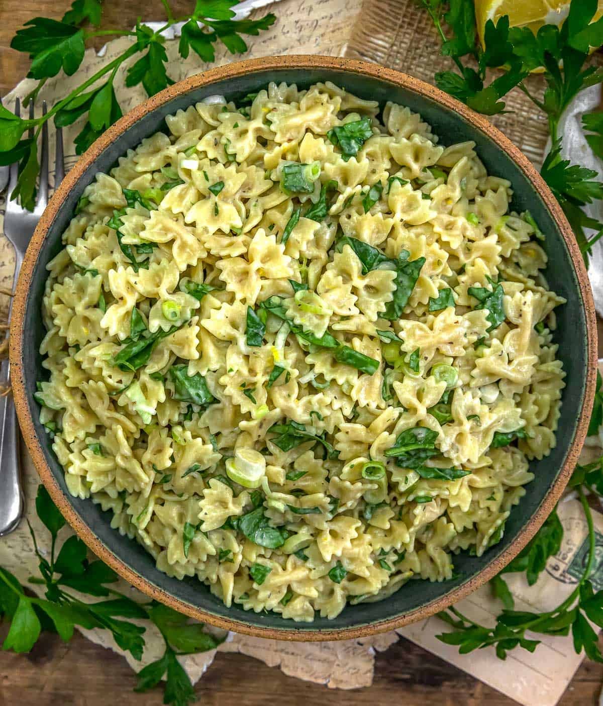 Bowl of Italian Lemon Pasta Salad