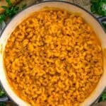 Skillet of Vegan Gochujang Mac and Cheese