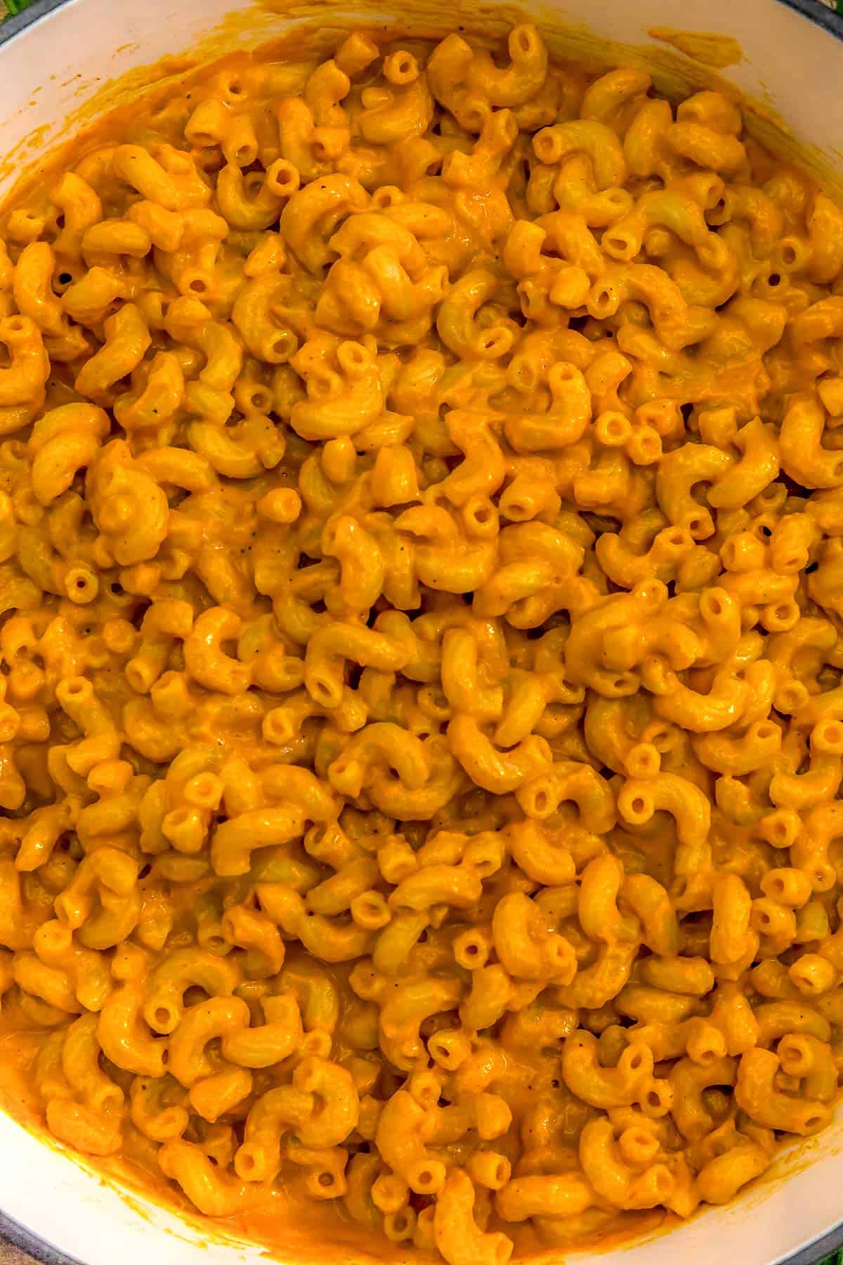 Close up of Vegan Gochujang Mac and Cheese