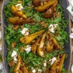 Plated Vegan Roasted Pear Ricotta Walnut Salad
