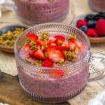 Vegan Strawberry Chia Pudding with fruit and granola