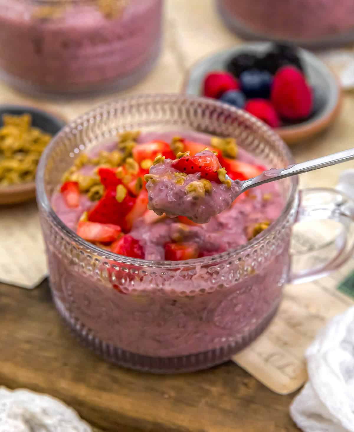 Spoonful of Vegan Strawberry Chia Pudding