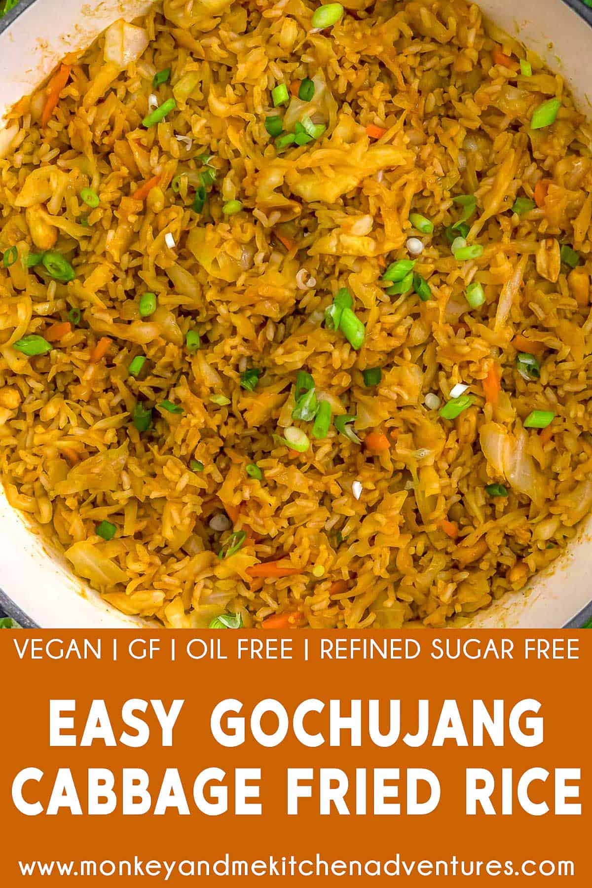 Easy Gochujang Cabbage Fried Rice with text description