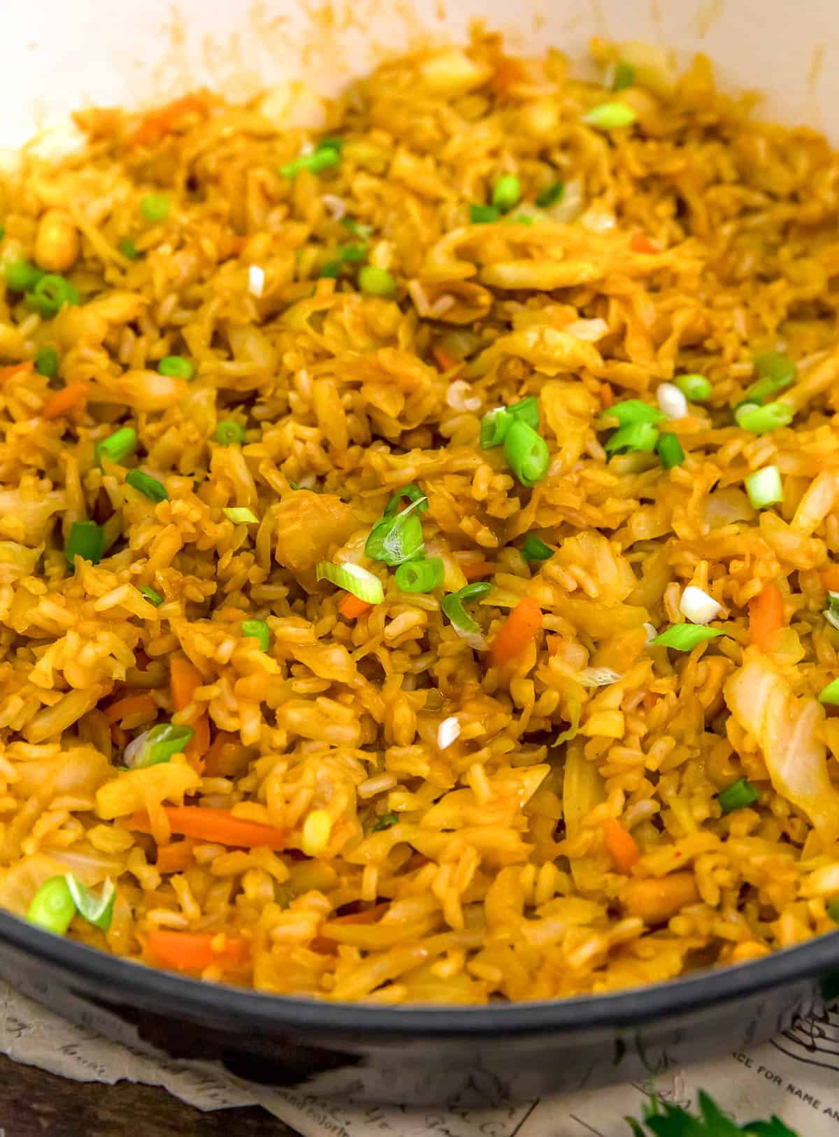 Close up of Easy Gochujang Cabbage Fried Rice