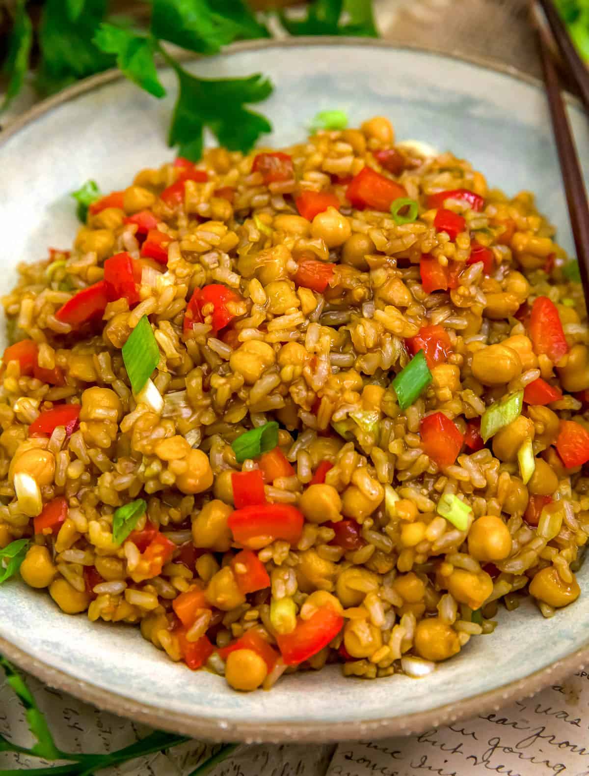 Close up of Easy Governor’s Chickpea Fried Rice