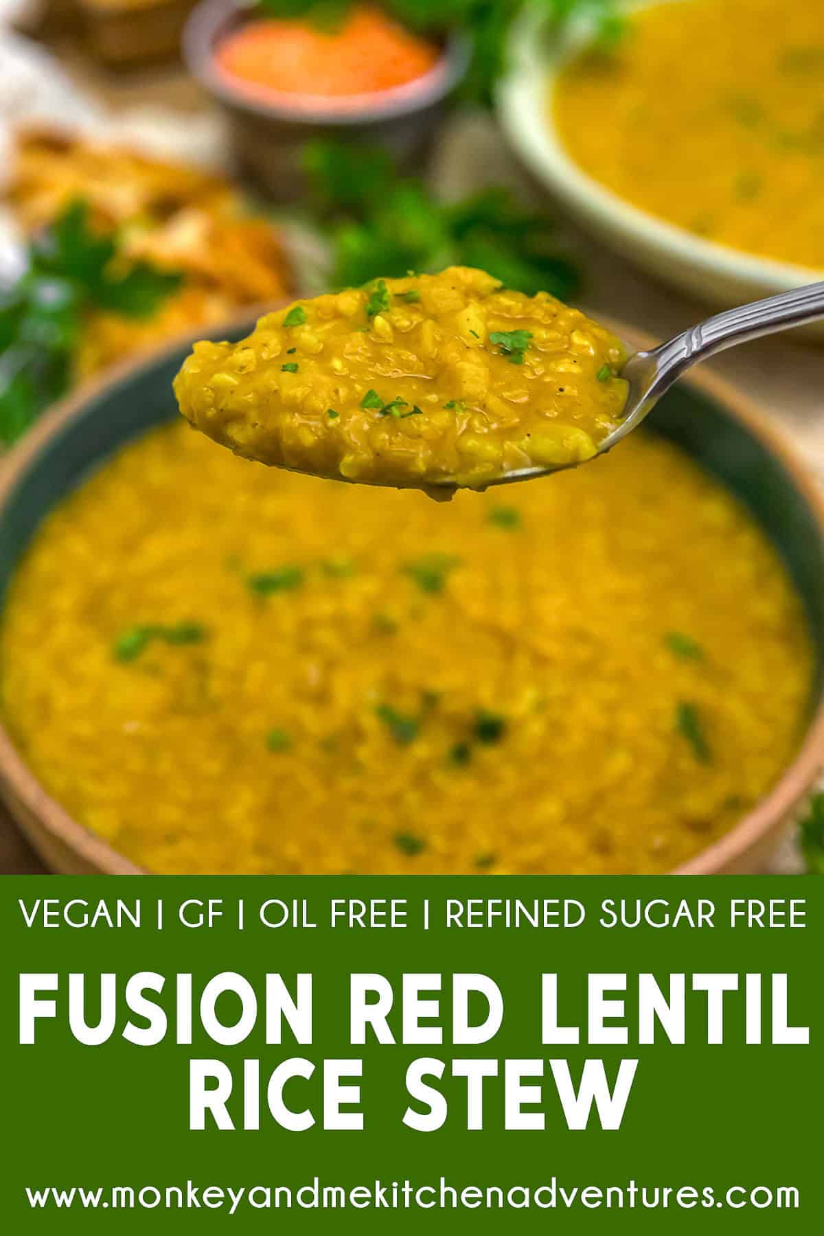 Fusion Red Lentils and Rice Stew with text description