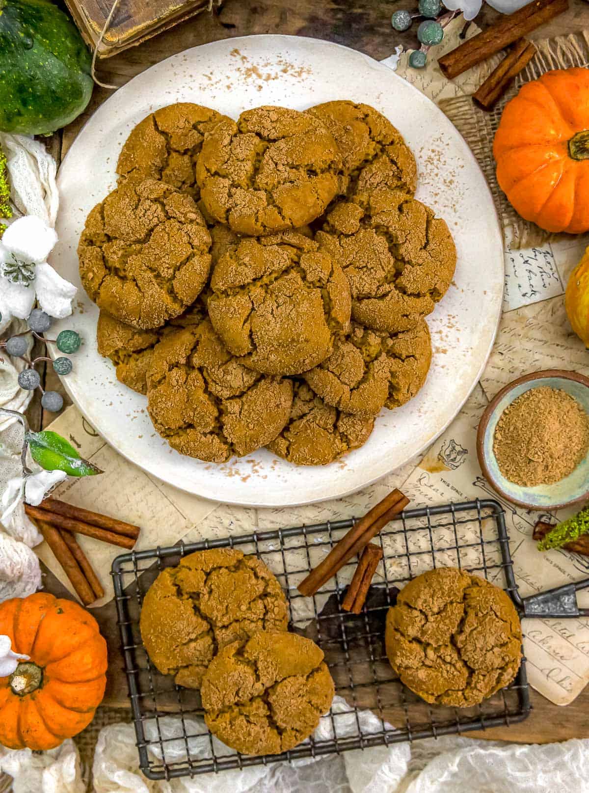Plate full of Healthy Vegan Pumpkin Snickerdoodles
