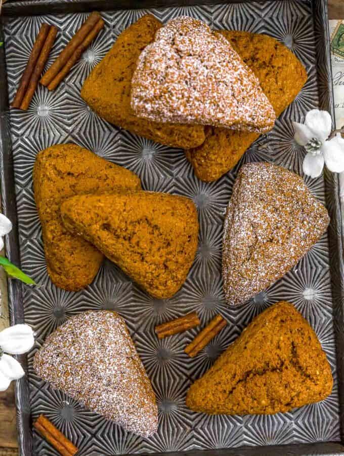 Baking sheet of Healthy Vegan Whole Wheat Pumpkin Scones