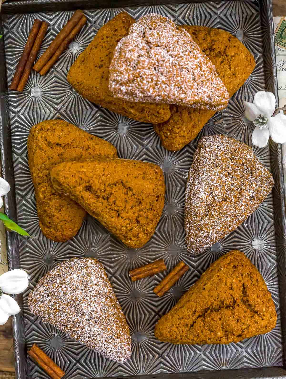 Baking sheet of Healthy Vegan Whole Wheat Pumpkin Scones