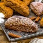 Healthy Vegan Whole Wheat Pumpkin Scones with powdered sugar