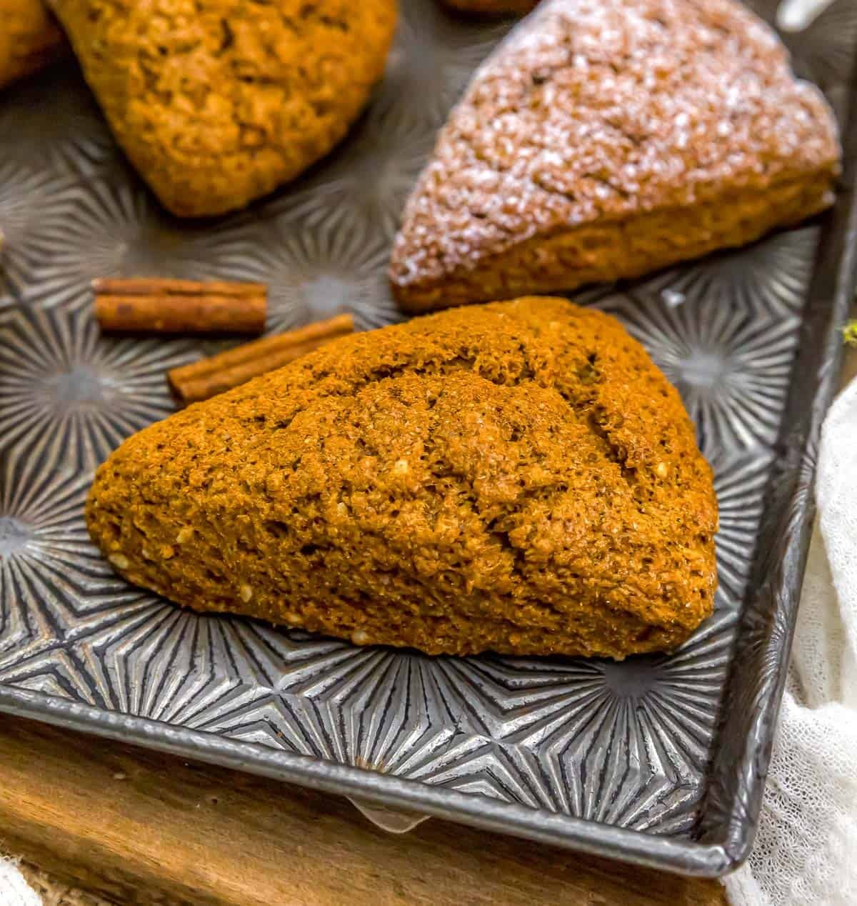 Close up of Healthy Vegan Whole Wheat Pumpkin Scones
