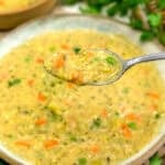 Spoonful of Vegan Creamy “Chicken” Rice Soup
